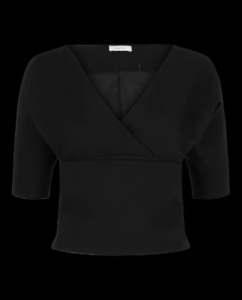 Ferragamo Layered Wool-Blend Blouse Black