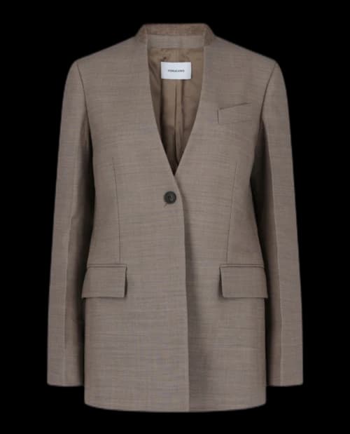 Ferragamo Single-Breasted Wool Blazer Beige