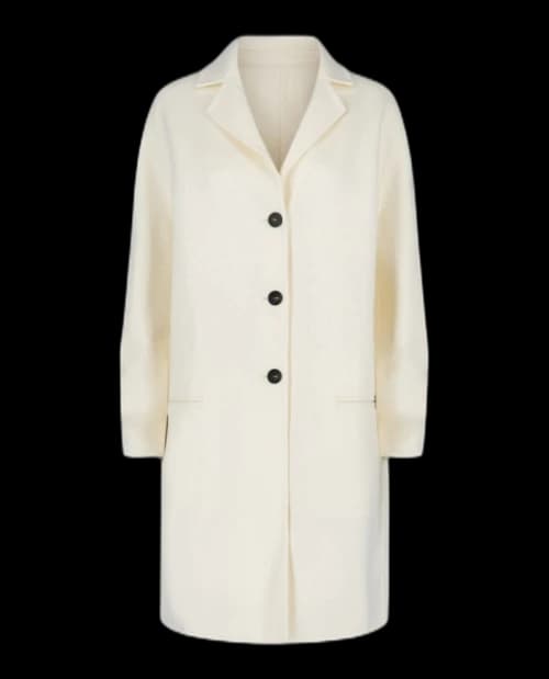 Ferragamo Wool Blend Lapel Coat White