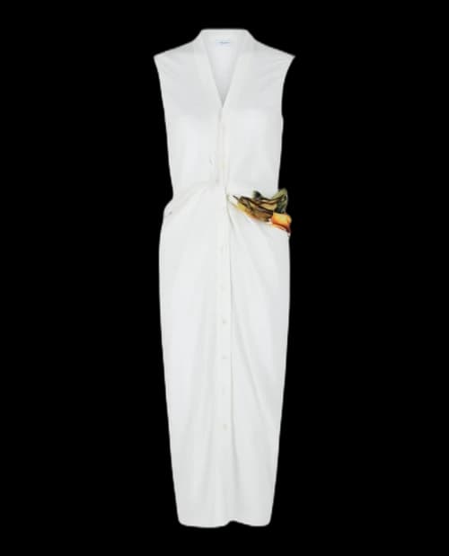Ferragamo Twisted Belt Midi Dress Bone