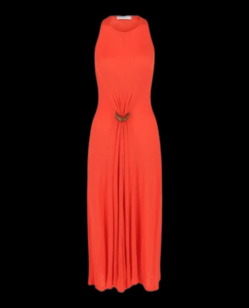 Ferragamo Sleeveless Ribbed Maxi Dress Red
