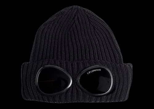 C.P. Company Cotton Goggle Beanie Black