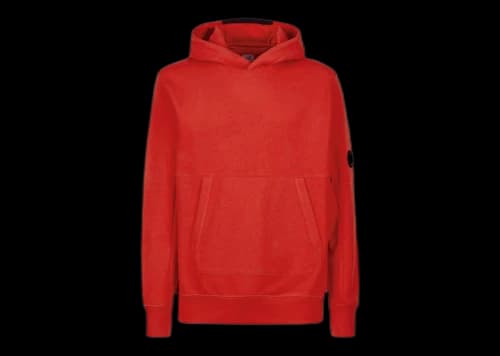 C.P. Company Diagonal Raised Fleece Hoodie Fiery Red