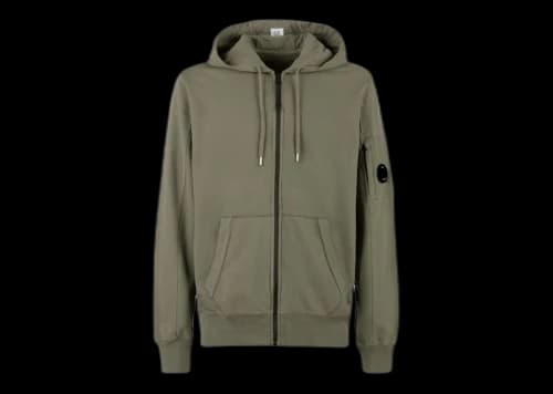 C.P. Company Light Fleece Zipped Hoodie Thyme-Green