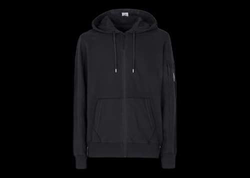 C.P. Company Light Fleece Zipped Hoodie Black