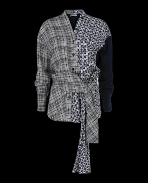 Ferragamo Dual Printed Shirt Blue