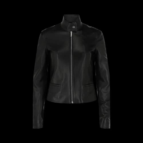 Ferragamo Leather Biker Jacket 'Black'