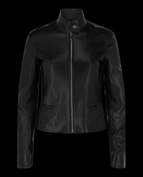 Ferragamo Leather Biker Jacket Black