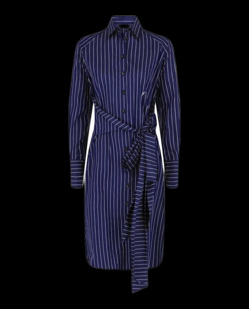 Ferragamo Pinstriped Shirt Dress Bone