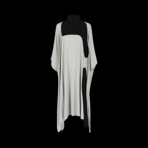Ferragamo High Neck Kaftan With Sash Inlay 'Light Grey'