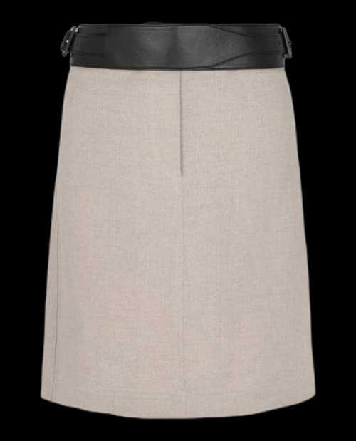 Ferragamo Removable Leather Belt Skirt Beige