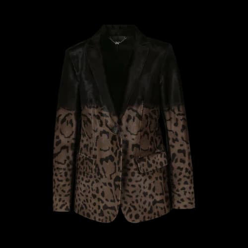 Ferragamo Calf Hair Leopard Blazer Brown Black
