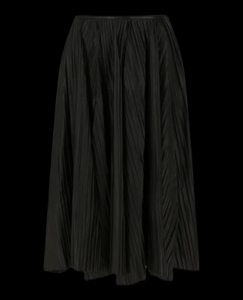 Ferragamo Leather Pleated Midi Skirt Black