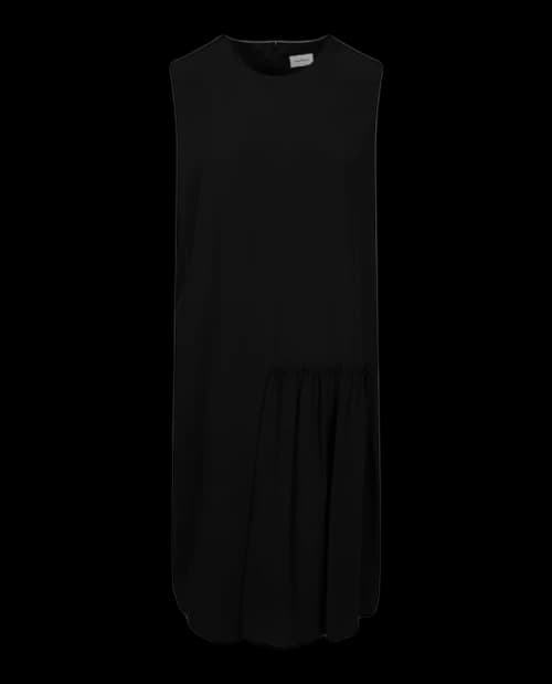 Ferragamo Sleeveless Pleated Silk Dress Black