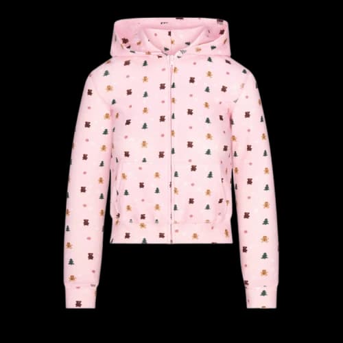 SKIMS x Cactus Plant Flea Market Plush Pointelle Zip Up Hoodie 'Cherry Blossom Snow Print'