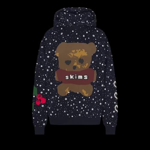 SKIMS x Cactus Plant Flea Market Cotton Fleece Oversized Hoodie 'Navy Dove Snow Print'