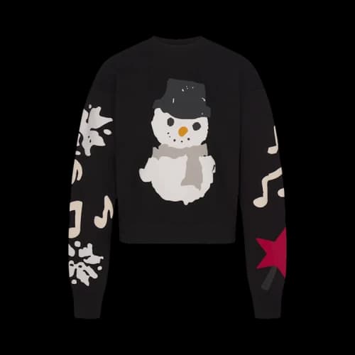 SKIMS x Cactus Plant Flea Market Cotton Fleece Crewneck 'Onyx Snowman Print'