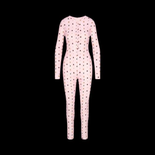 SKIMS x Cactus Plant Flea Market Plush Pointelle Onesie 'Cherry Blossom Snow Print'