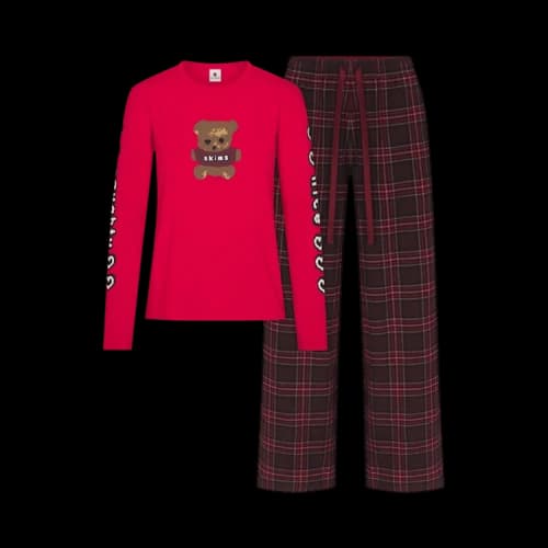 SKIMS x Cactus Plant Flea Market Sleep Flannel Pant Set 'Red Bear Print'