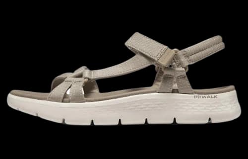 Skechers Go Walk 5 Fabric Slip Resistant Abrasion Resistant One Strap Sandals Women's Taupe