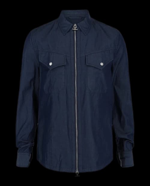 Ferragamo Denim Zipper Shirt Blue