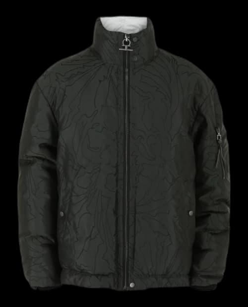 Ferragamo Abstract Print Quilted Jacket Black