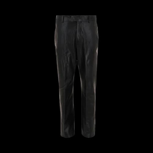 Ferragamo Leather Mid Rise Pants 'Black'