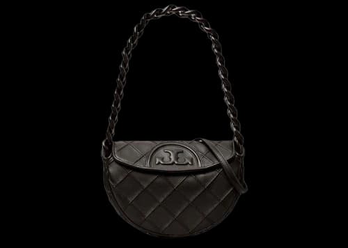 Tory Burch Mini Fleming Soft Crescent Bag Black