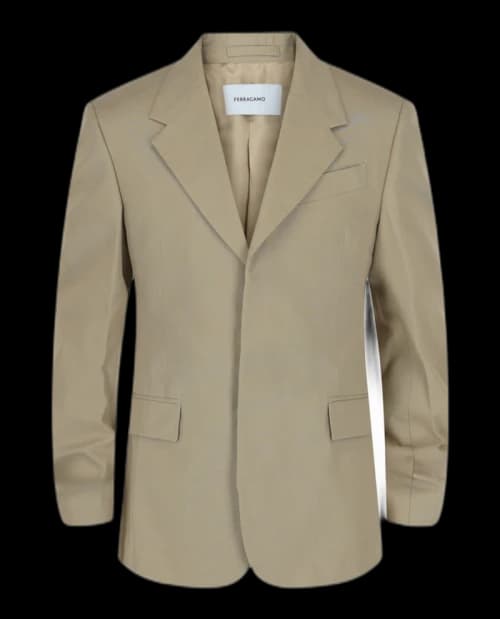 Ferragamo Single-Breasted Blazer Beige