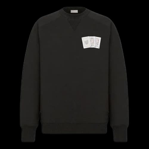 DIOR x KENNY SCHARF Crossover FW21 Logo Embroidered Printing Patch Round Neck Pullover Black