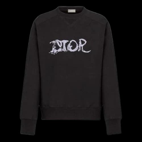 DIOR x PETER DOIG Crossover FW21 Logo Embroidered Round Neck Pullover Black