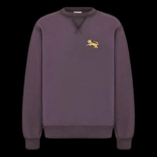 DIOR FW21 Chest Lion Pattern Embroidered Pullover Lavender