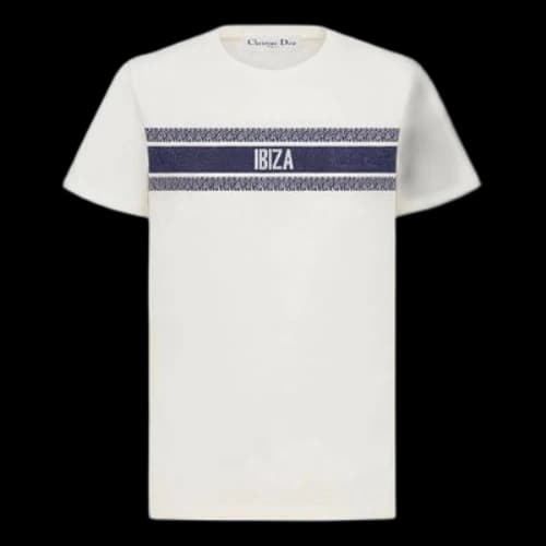 DIOR SS21 Alphabet Pattern Loose Short Sleeve White