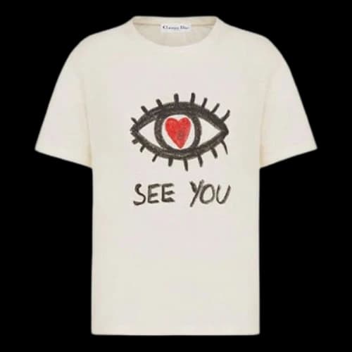 DIOR Printed Pattern Short Sleeves T Shirt Beige/White