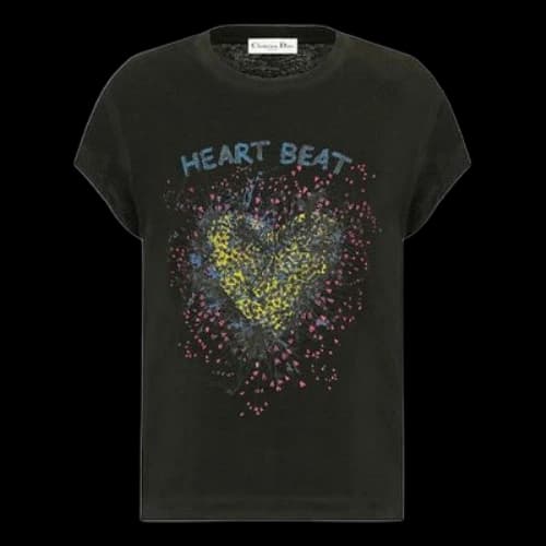 DIOR SS21 Heart Beat Printing Knit Short Sleeve Black