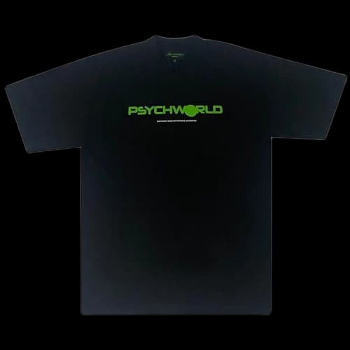 Psychworld Text Logo Tee 'Black/Green'