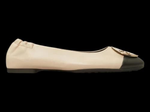 Tory Burch Claire Cap-Toe Ballet Black (Women's)