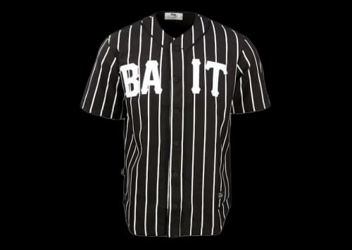 BAIT Sluggers Pinstripe Baseball Jersey Black/White