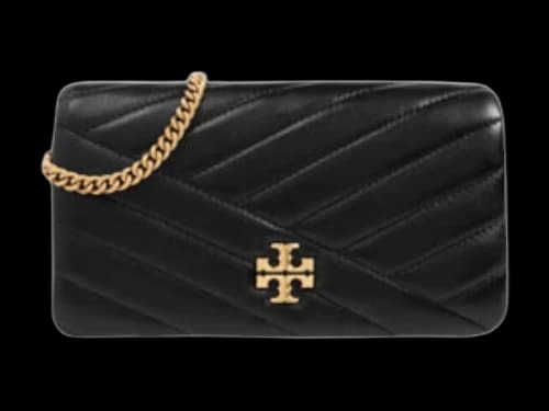 Tory Burch Kira Chevron Chain Wallet Black