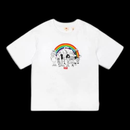 LEVI'S Levis Cartoon Pattern Printing Short Sleeve White