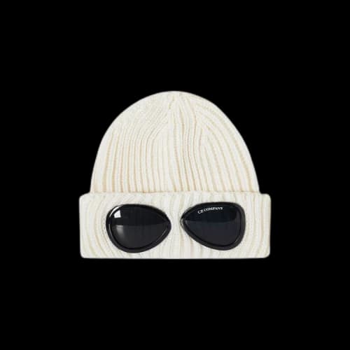 C.P. Company Extrafine Merino Wool Goggle Beanie 'Gauze White'