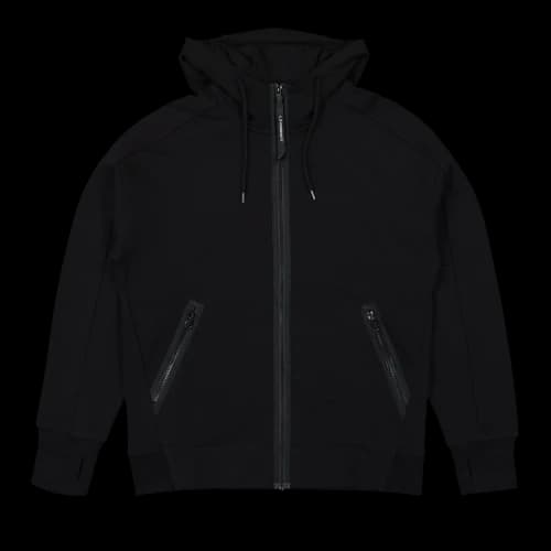 C.P. Company Diagonal Raised Fleece Explorer Goggle Hoodie 'Black'