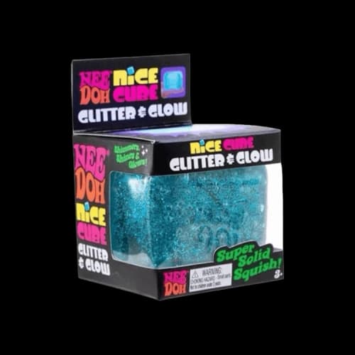 NeeDoh Nice Cube Glitter And Glow Squishy Fidget Toy 'Blue'