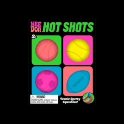 NeeDoh Schylling Teenie Hot Shots Squishy Fidget Toy Set Of 4 'Orange/Green/Pink/Blue'