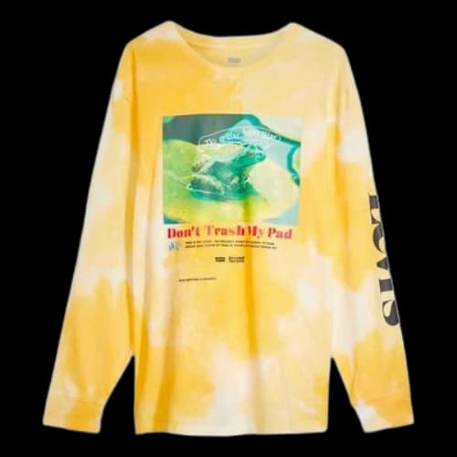 To Be Defined Levis Tie Dye Alphabet Printing Round Neck Long Sleeves Yellow