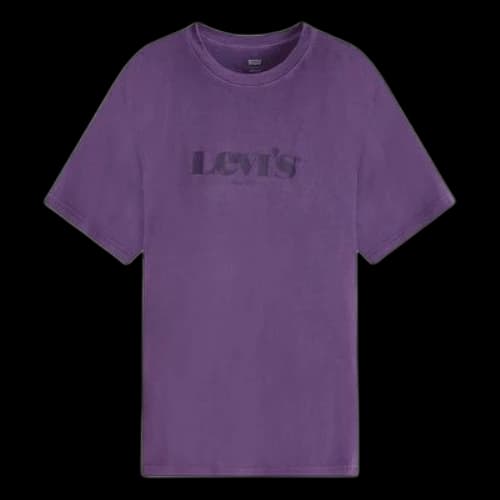 LEVI'S Levis Logo Round Neck Pure Cotton Pullover Short Sleeve Dark Purple T-Shirt