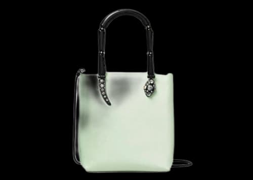 Tory Burch Key Item Satin Snake Handle Mini Tote Bag Mint