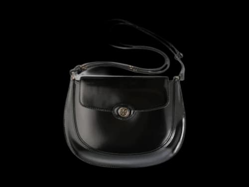 Tory Burch Robinson Spazzolato Small Flip Bag Black