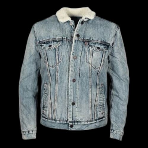 Levis Sherpa Trucker Cotton Denim Jacket For Men Blue
