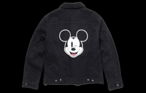 Levis x MICKEY Crossover Mickey Mouse Series lamb's wool Denim Jacket Black